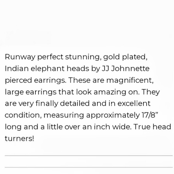 RARE NWOT JJ Jonette Vintage Matte Gold Tone Elephant Earrings Pierced - Picture 3 of 5